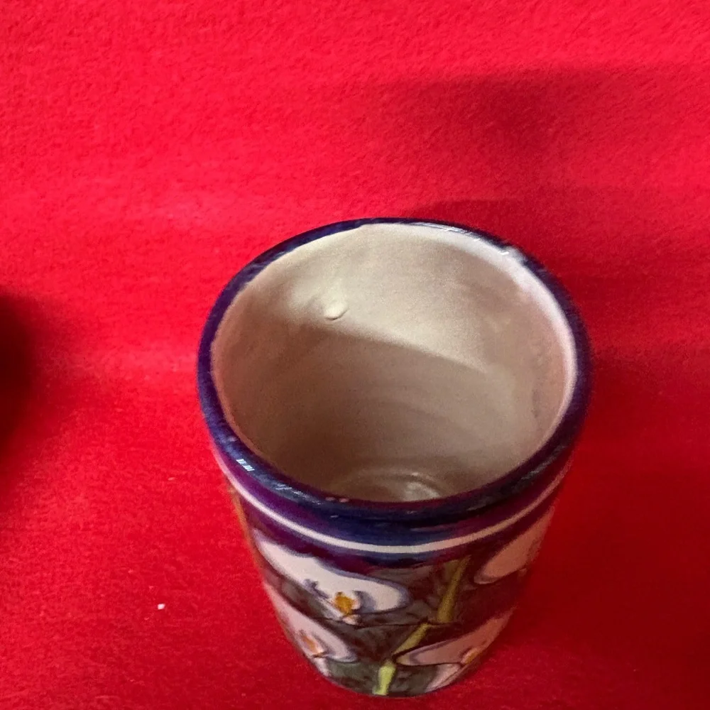 Hand-Painted Ceramic Vase with Floral Design